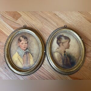 Framed Portraits “Charlotte” By Sidney Bell & “Peter”